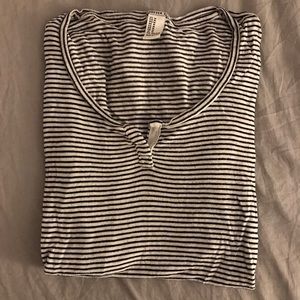 Black and White striped long sleeve Top